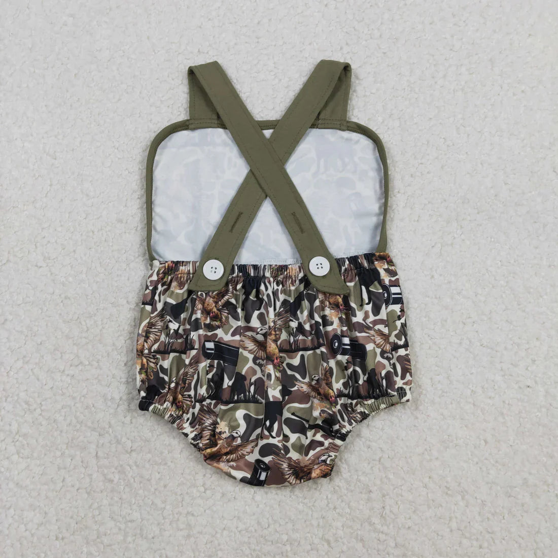 RTS Sibling Baby Boys Infant Sleeveless Dogs Ducks Deer Camo Summer Bubble Rompers Clothes