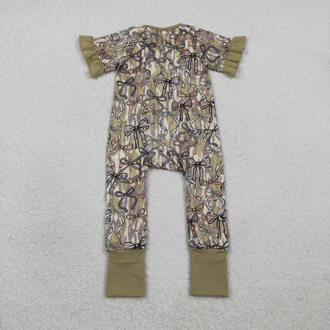 RTS Sibling Baby Girls Adult Women Short Sleeves Camo Bows Romper Dress Pajamas Sets