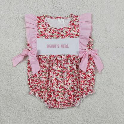 Sibling Baby Girls Kids Short Sleeves Embroidery Mama's Daddy's Flower Rompers Sets Clothes