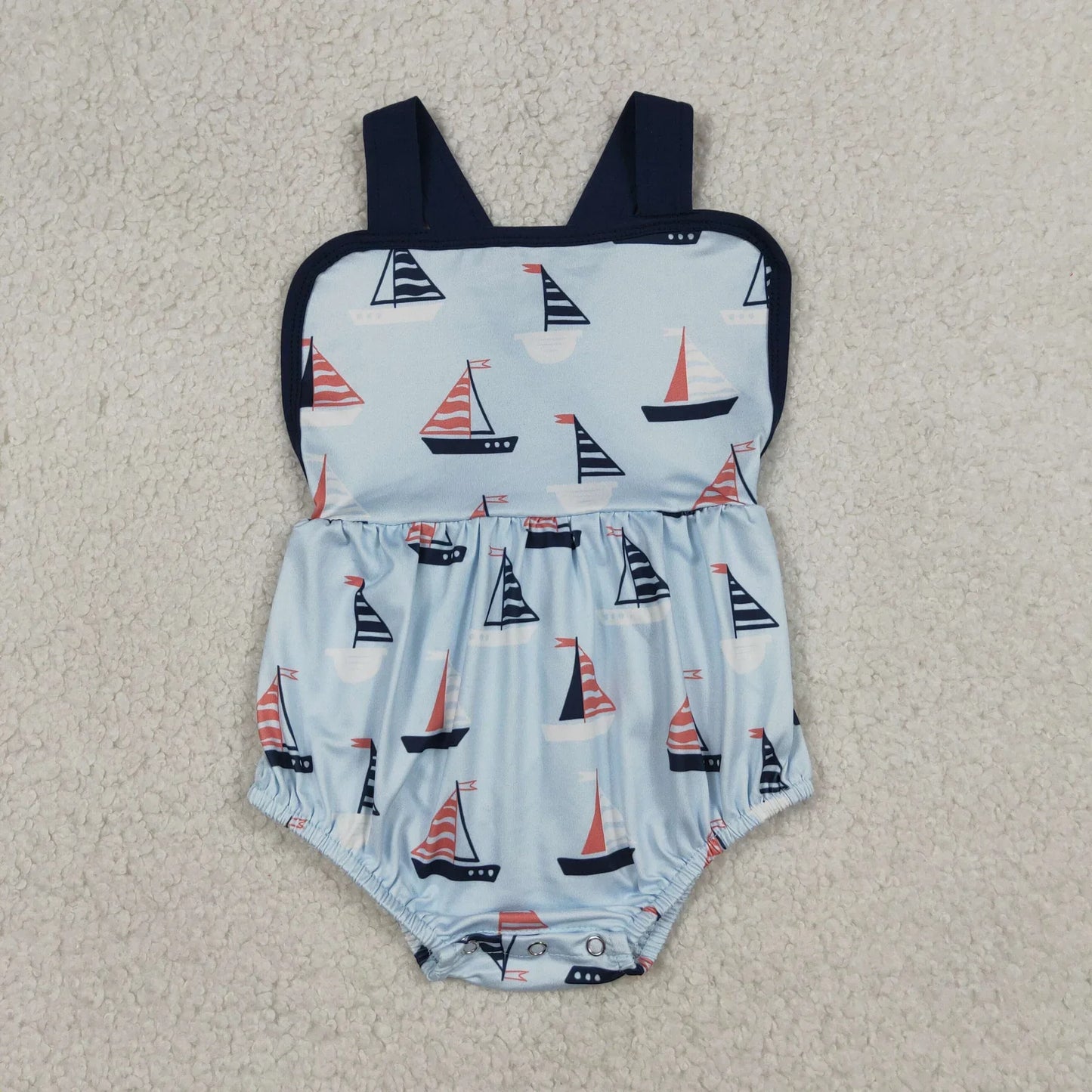 RTS Sibling Baby Boys Kids Navy Shorts Sleeves Shirt Boats Pockets Shorts Romper Set