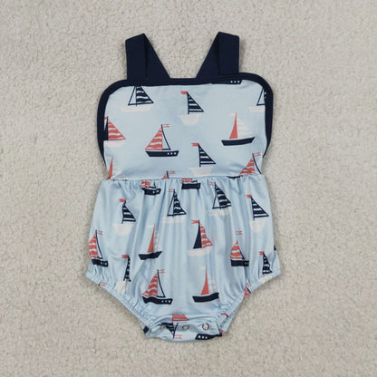 RTS Sibling Baby Boys Kids Navy Shorts Sleeves Shirt Boats Pockets Shorts Romper Set