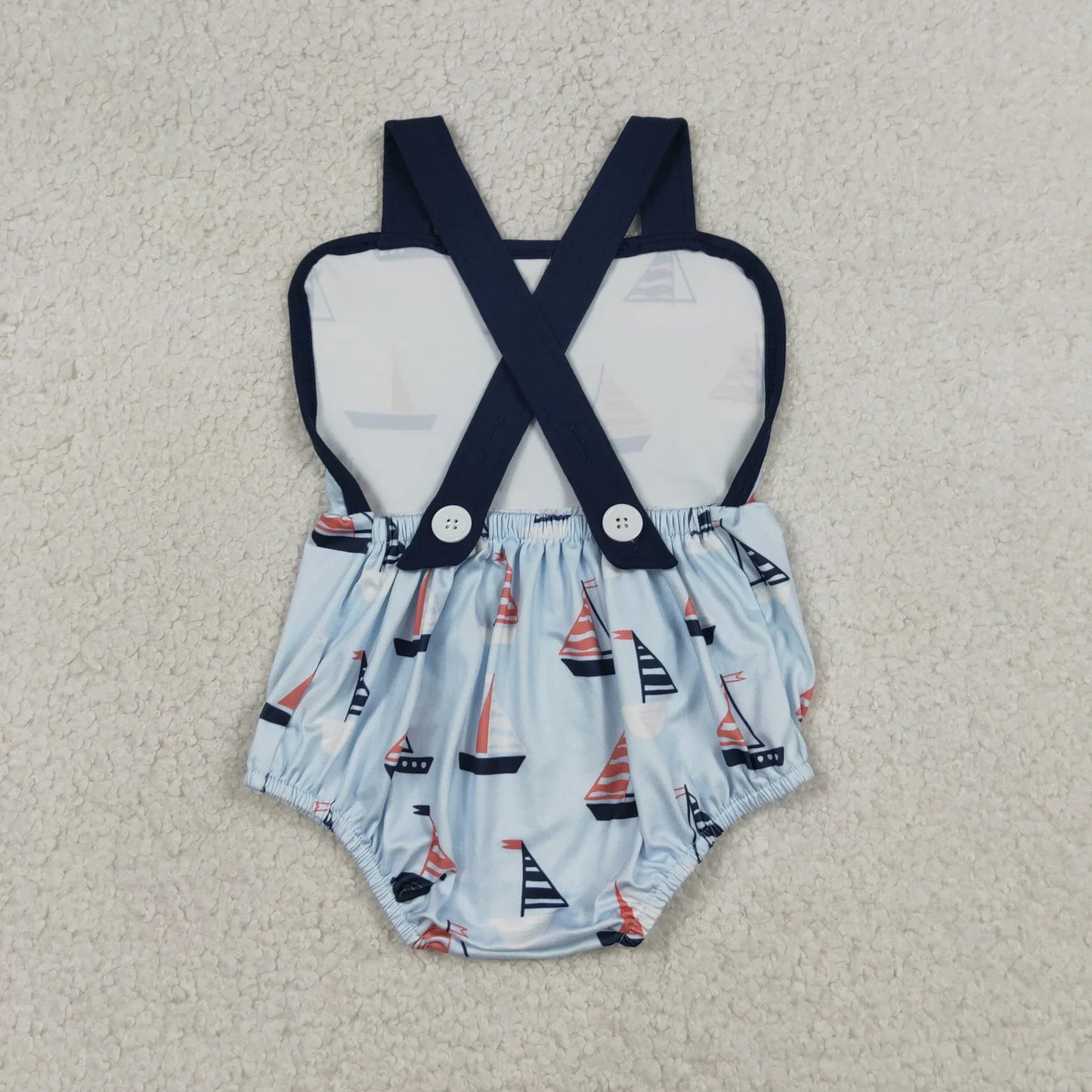 RTS Sibling Baby Boys Kids Navy Shorts Sleeves Shirt Boats Pockets Shorts Romper Set