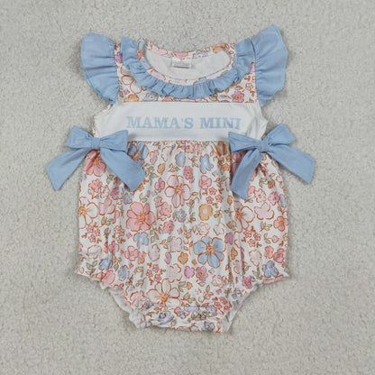 RTS Sibling Baby Girls Kids Short Sleeves Mama's MIni Flower Bows Romper Dress Clothes