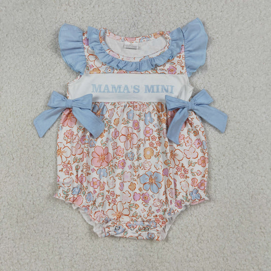 RTS Sibling Baby Girls Kids Short Sleeves Mama's MIni Flower Bows Romper Dress Clothes