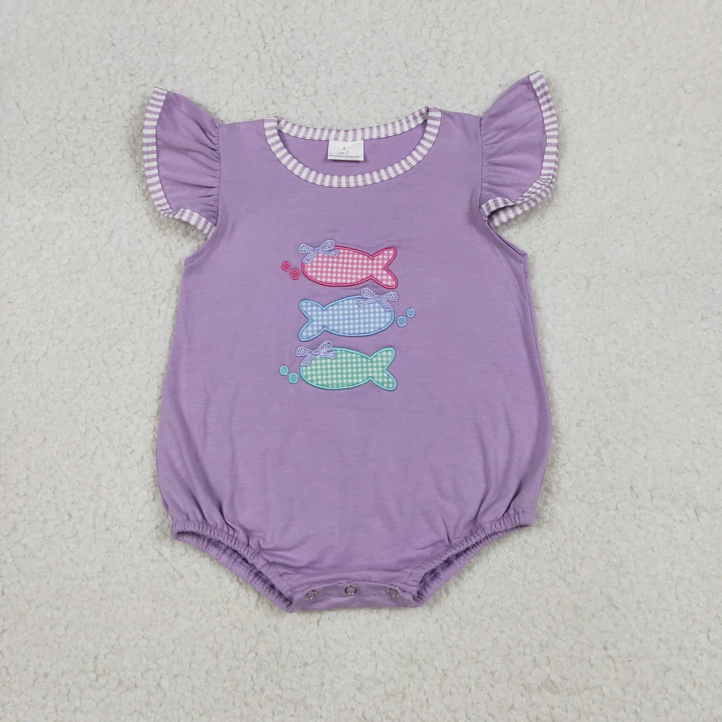 Sibling Baby Boys Girls Embroidery Fish Stripes Rompers Sets Summer Clothes