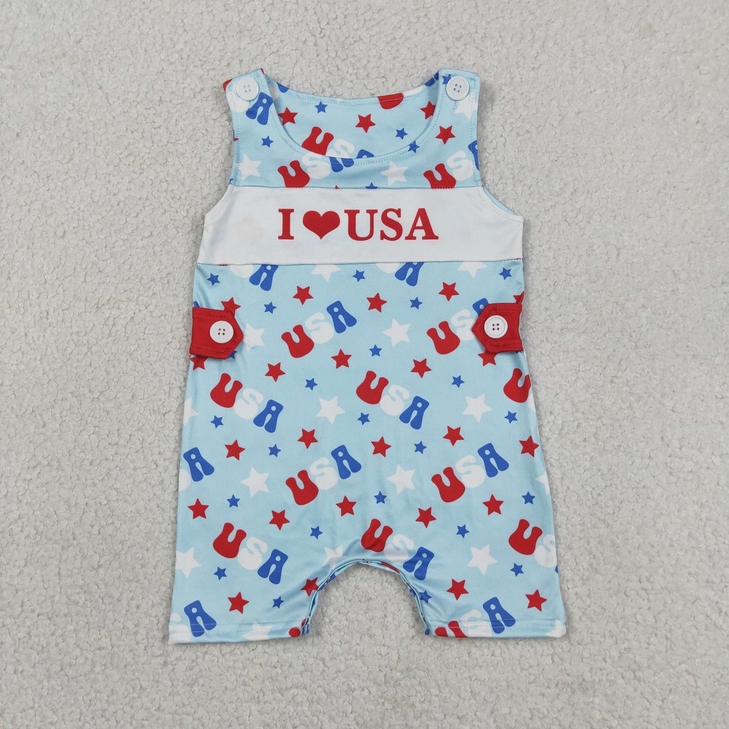 Sibling Baby Boy Girls Kids I Love USA 4th of July Dress Rompers Set Clothes