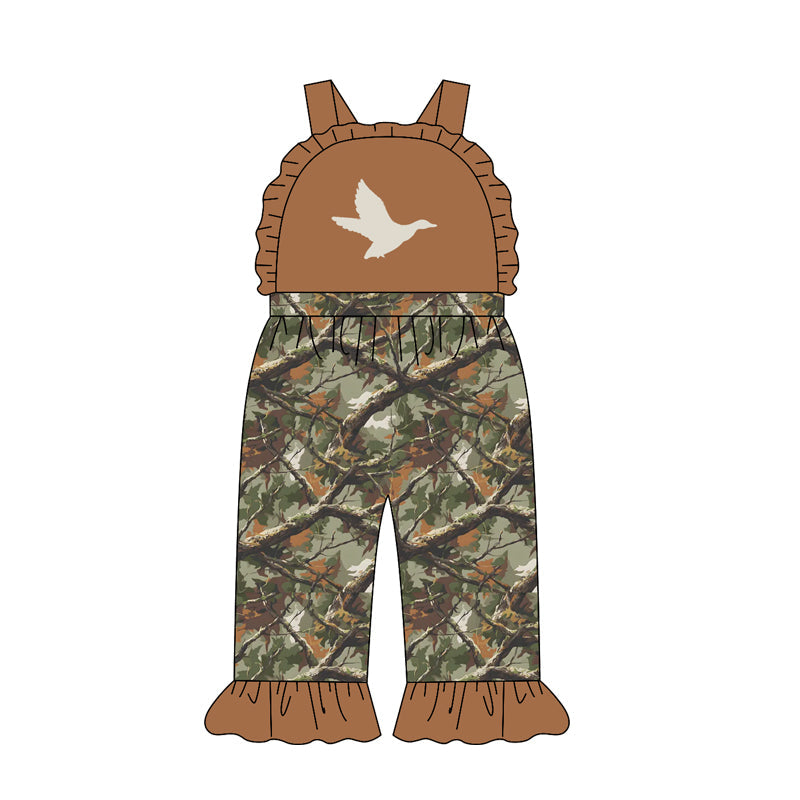 Preorder Baby Girl Kids Duck Camo Ruffle Pants Jumpsuit Hunting Clothes ( Moq 5 )