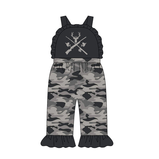 Preorder Baby Girl Kids Deer Fish Camo Ruffle Pants Jumpsuit Hunting Clothes ( Moq 5 )