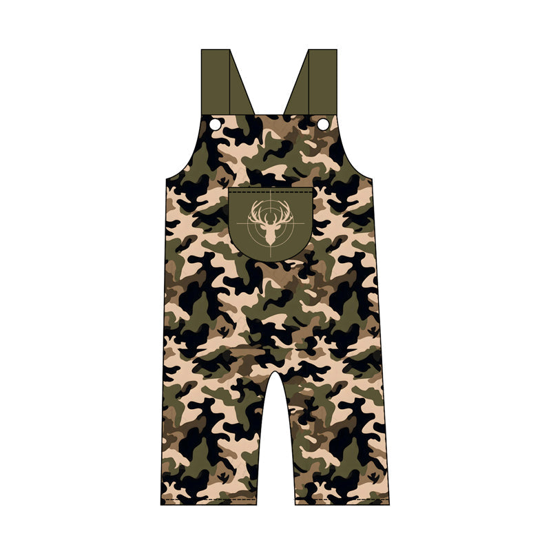 Preorder Baby Boys Kids Deer Pocket Pants Camo Jumpsuit Hunting Clothes ( Moq 5 )