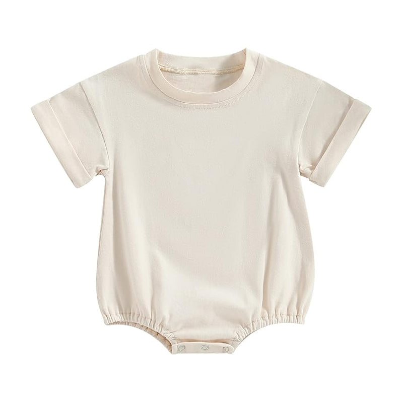 Preorder Baby Boys Kids Short Sleeves White Cotton Bubble Romper Clothes ( Moq 5 )