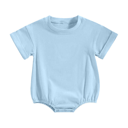 Preorder Baby Boys Kids Short Sleeves Blue Cotton Bubble Romper Clothes ( Moq 5 )