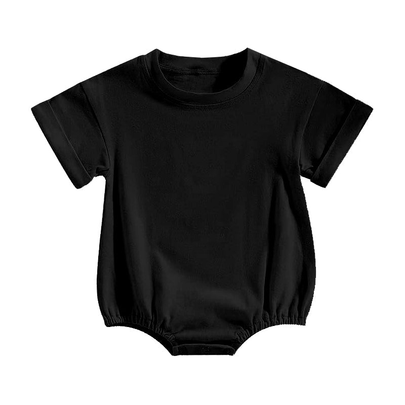 Preorder Baby Boys Kids Short Sleeves Black Cotton Bubble Romper Clothes ( Moq 5 )