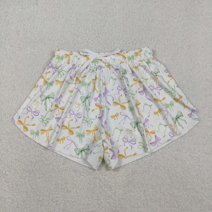 Sibling Baby Girls Adult Women Mardi Gras Yoga Active Shorts Mommy and Me Bottoms