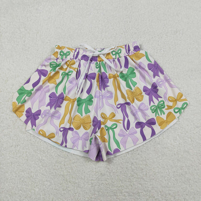 Sibling Baby Girls Adult Women Mardi Gras Yoga Active Shorts Mommy and Me Bottoms