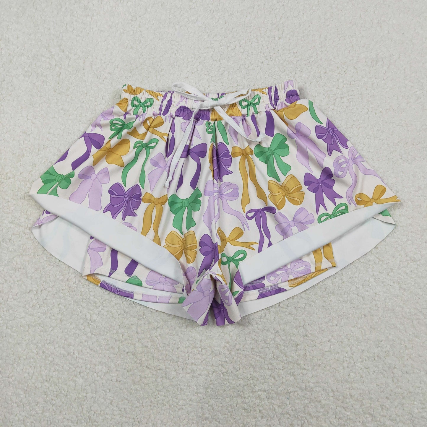 Sibling Baby Girls Adult Women Mardi Gras Yoga Active Shorts Mommy and Me Bottoms