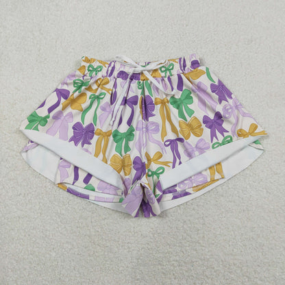 Sibling Baby Girls Adult Women Mardi Gras Yoga Active Shorts Mommy and Me Bottoms