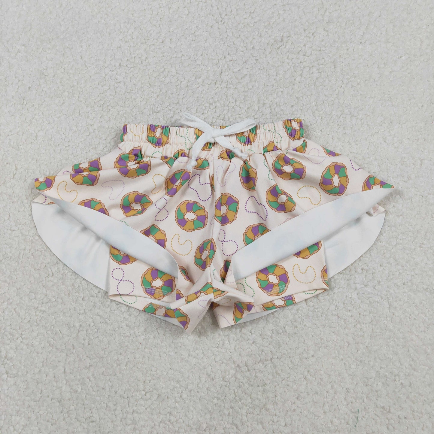 Sibling Baby Girls Adult Women Mardi Gras Yoga Active Shorts Mommy and Me Bottoms