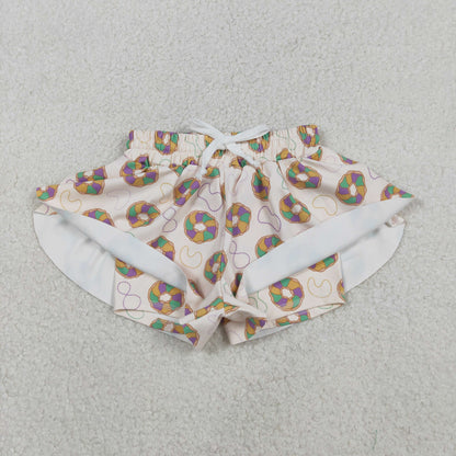 Sibling Baby Girls Adult Women Mardi Gras Yoga Active Shorts Mommy and Me Bottoms