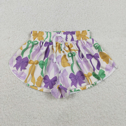 Sibling Baby Girls Adult Women Mardi Gras Yoga Active Shorts Mommy and Me Bottoms