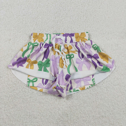 Sibling Baby Girls Adult Women Mardi Gras Yoga Active Shorts Mommy and Me Bottoms