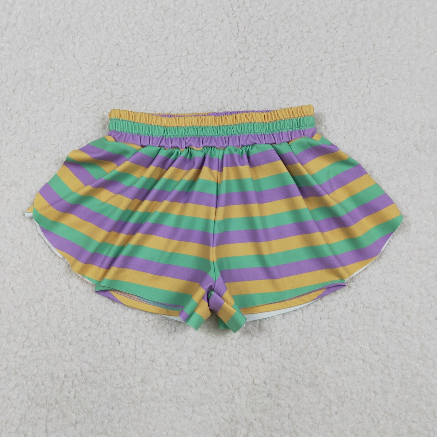 Sibling Baby Girls Adult Women Mardi Gras Yoga Active Shorts Mommy and Me Bottoms