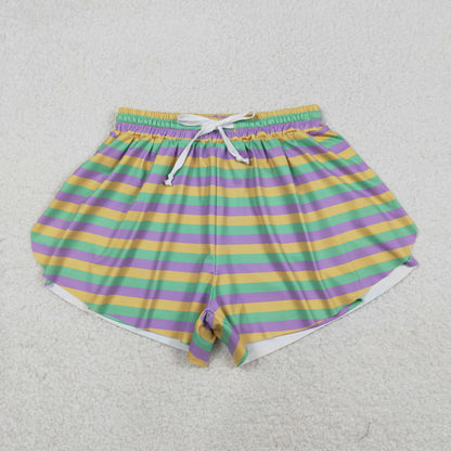 Sibling Baby Girls Adult Women Mardi Gras Yoga Active Shorts Mommy and Me Bottoms