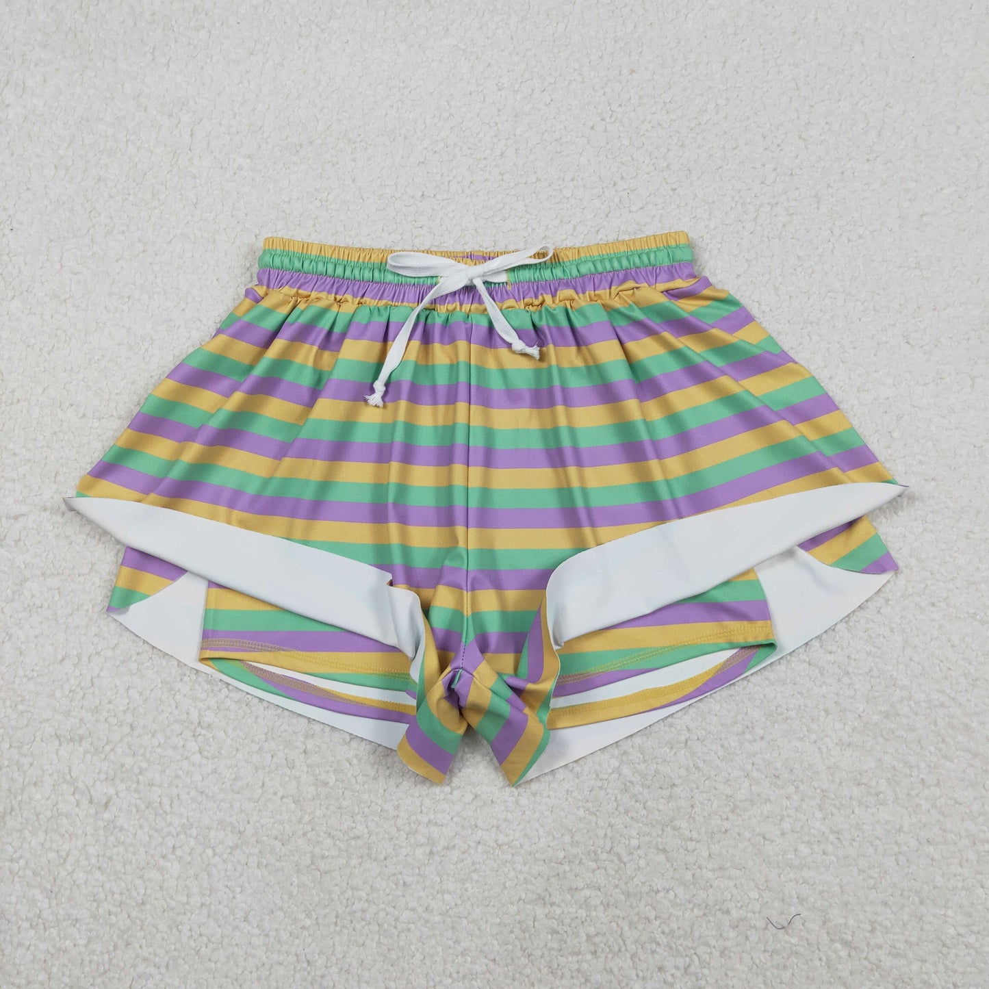 Sibling Baby Girls Adult Women Mardi Gras Yoga Active Shorts Mommy and Me Bottoms
