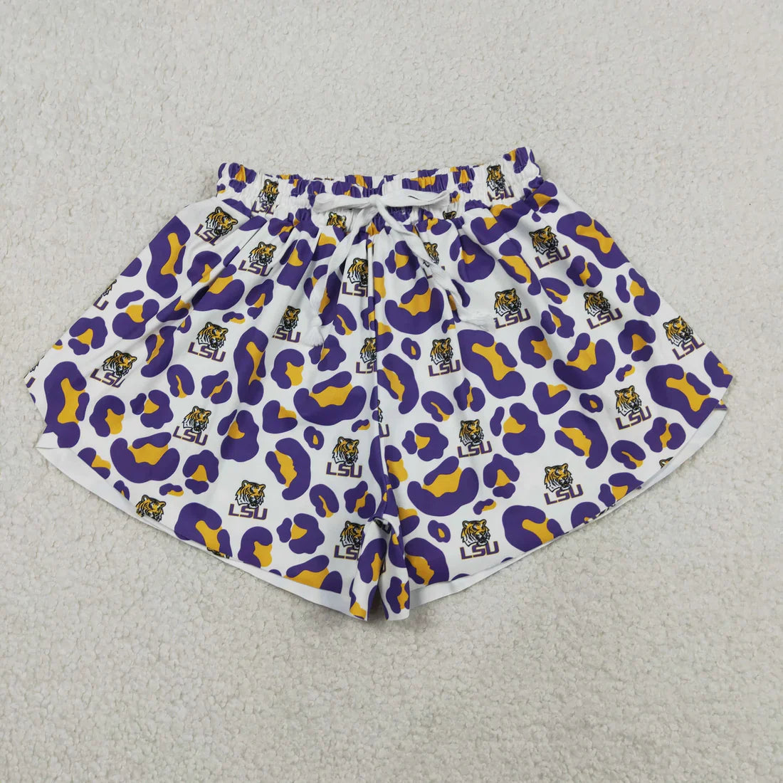 Sibling Baby Girls Adult Women Purple Leopard Tigers Team Yoga Active Ruffle Shorts Bottom