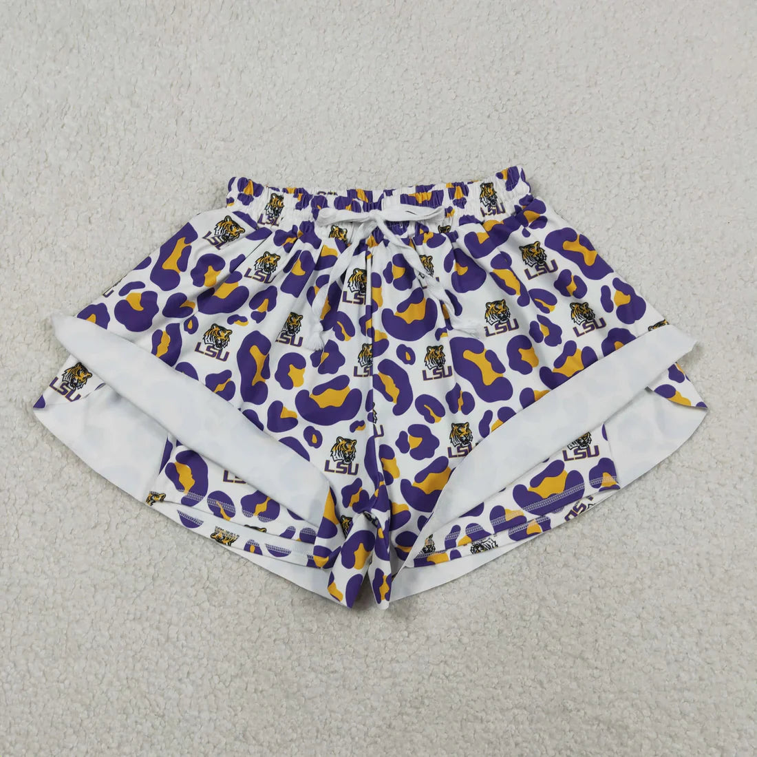 Sibling Baby Girls Adult Women Purple Leopard Tigers Team Yoga Active Shorts Dress