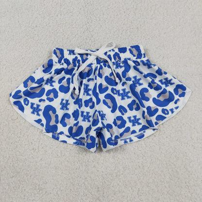 Sibling Family Kids Girls Adult Women Blue Leopard Yoga Team Shorts Bottoms
