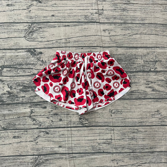 Preorder Baby Girls Kids Red Leopard A Team Yoga Active Ruffle Shorts Bottom