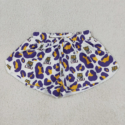 Sibling Baby Girls Adult Women Purple Leopard Tigers Team Yoga Active Shorts Dress