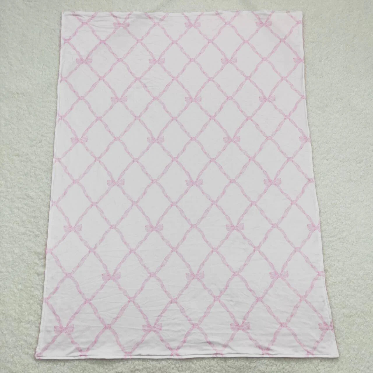 BL0132 Baby Girls Kids Bows Pink Blanket