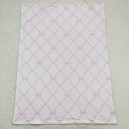 BL0132 Baby Girls Kids Bows Pink Blanket