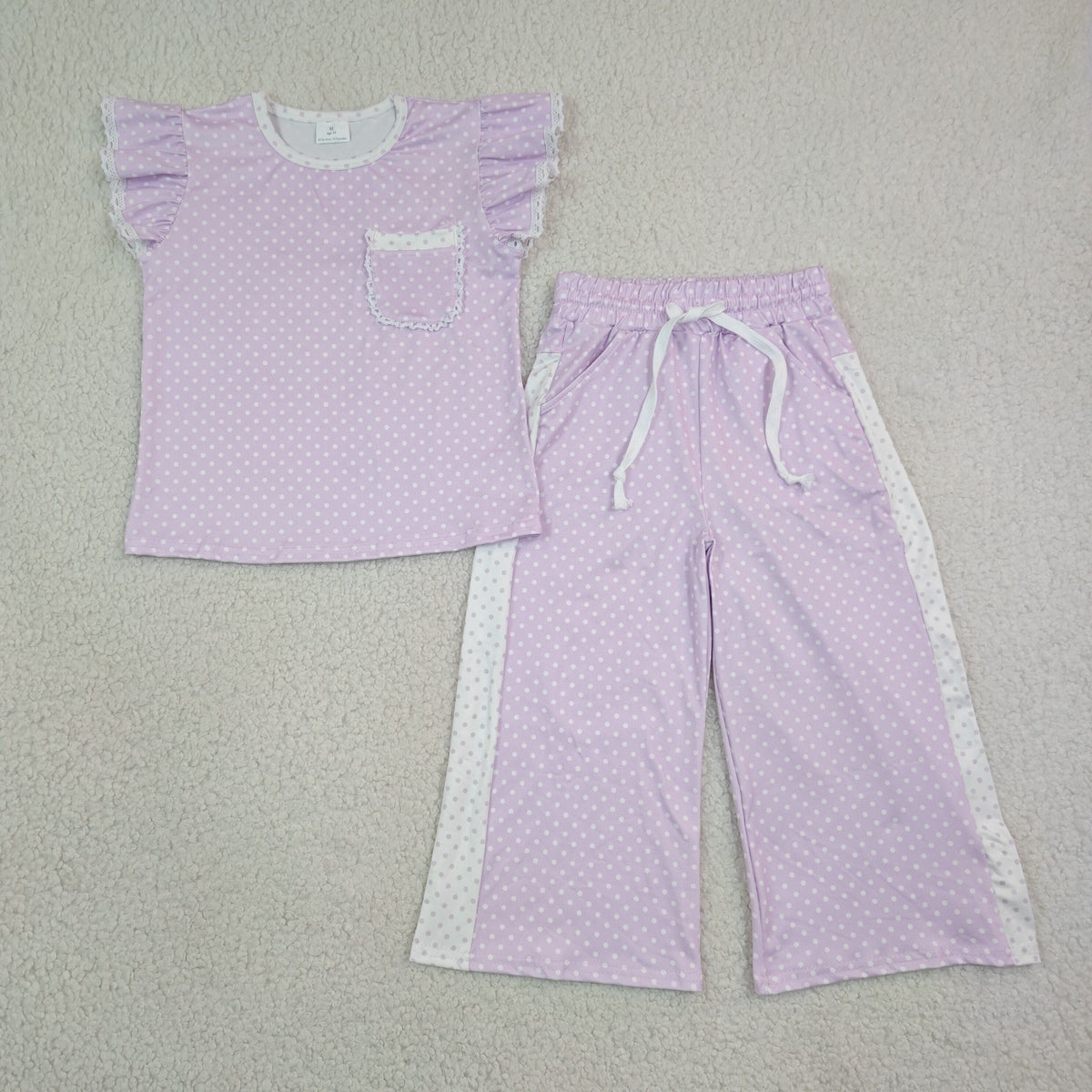 Sibling Baby Girl Kids Short Sleeves Pockets Shirts Dots Pants Sets Clothes