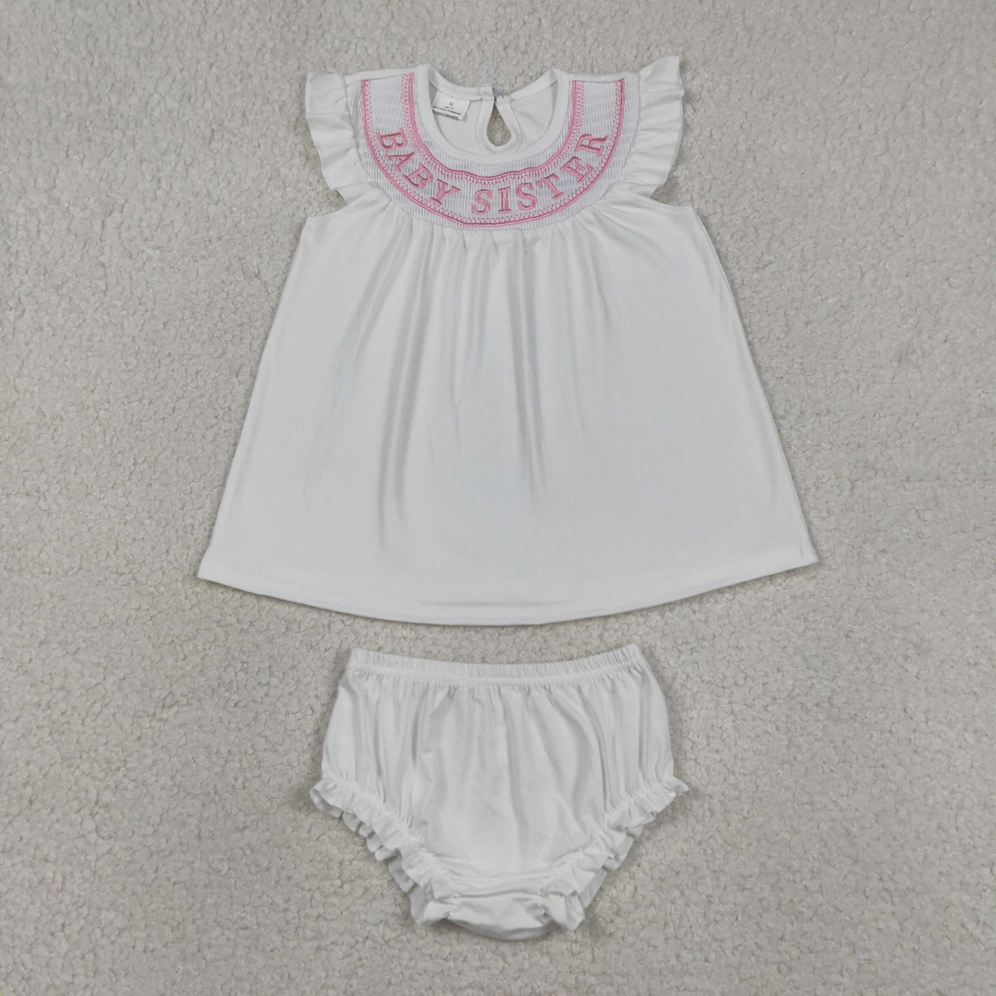 Sibling Baby Girls Kids Short Sleeves Embroidery Sister Dress Set Clothes