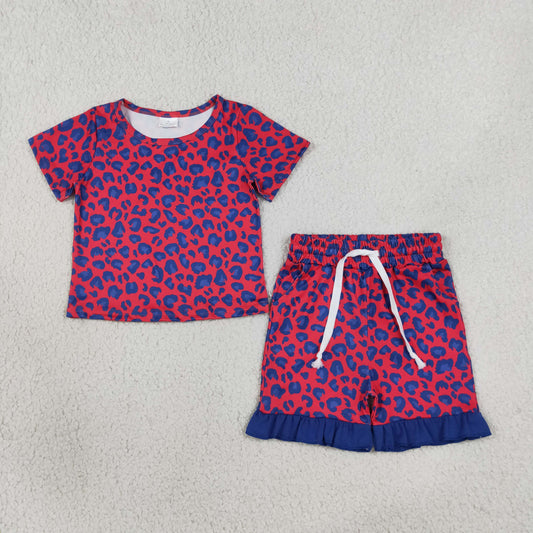 Baby Girls Kids Short Sleeves Leopard Shirt Pockets Shorts Summer Set Clothes