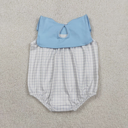 RTS Sibling Baby Boys Kids Blue Short Sleeves Shirt Plaid Pockets Shorts Clothes Summer Romper Set