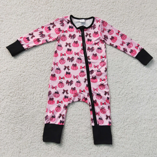 Sibling Baby Girls Kids Long Sleeves Pumpkins Bows Rompers Set Halloween Clothes