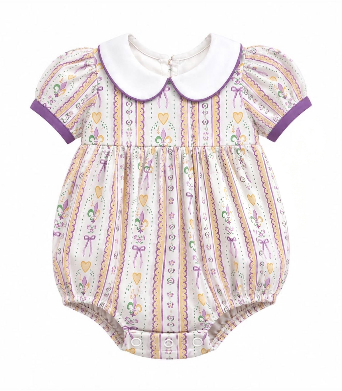 Moq 5 Preorder Baby Girls Infant Short Sleeves Anchors Hearts Mardi Gras Romper Clothes