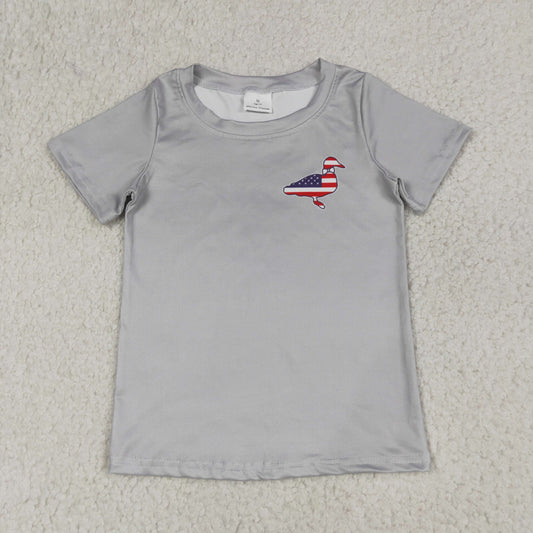Baby Boy Short Sleeves Grey July 4th Ducks Tee T-Shirt Tops