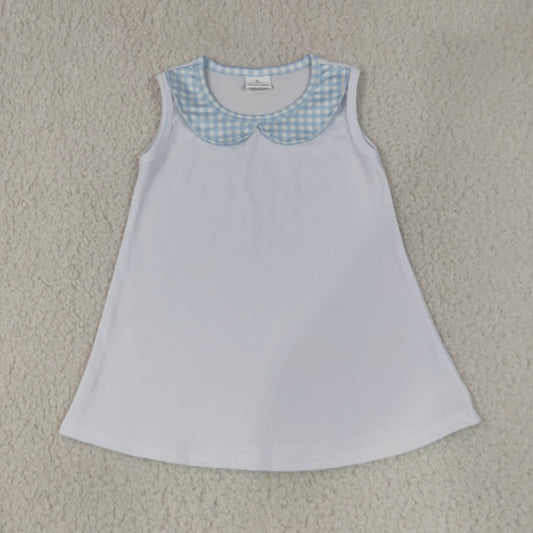 Baby Girls Kids Sleeveless Blue Plaid Tops Clothes
