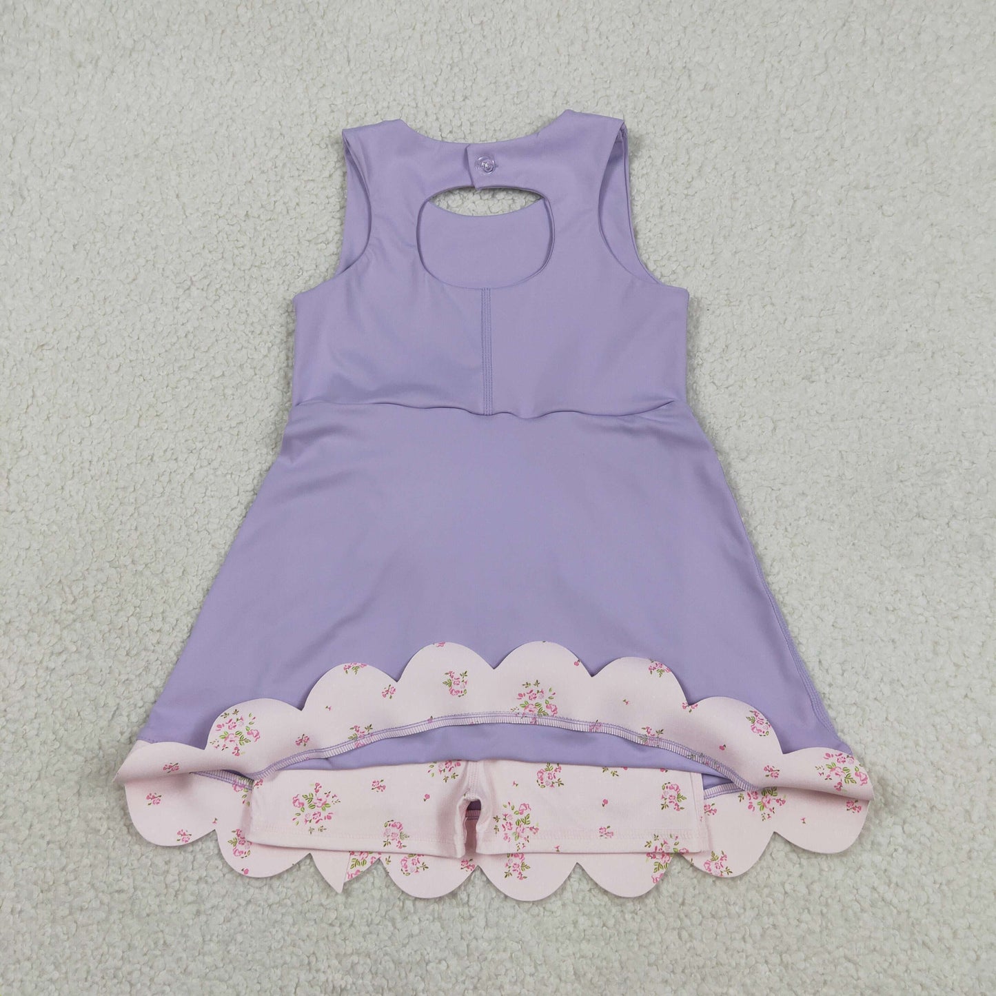 Sibling Baby Girls Kids Sleeveless Floral Bows Yoga Scallop Shorts Dresses