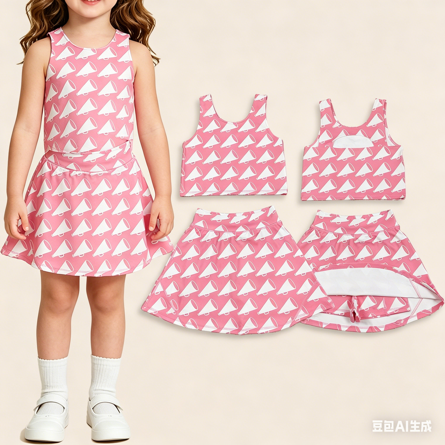 Baby Girls Kids Sleeveless Cheer Athletic Active Wear Tops Shorts Skirt Clothes Set