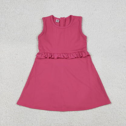 Baby Girls Kids Pink Sleeveless Ruffle Yoga Shorts Knee Length Dress
