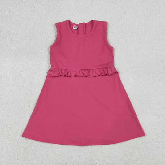Baby Girls Kids Pink Sleeveless Ruffle Yoga Shorts Knee Length Dress