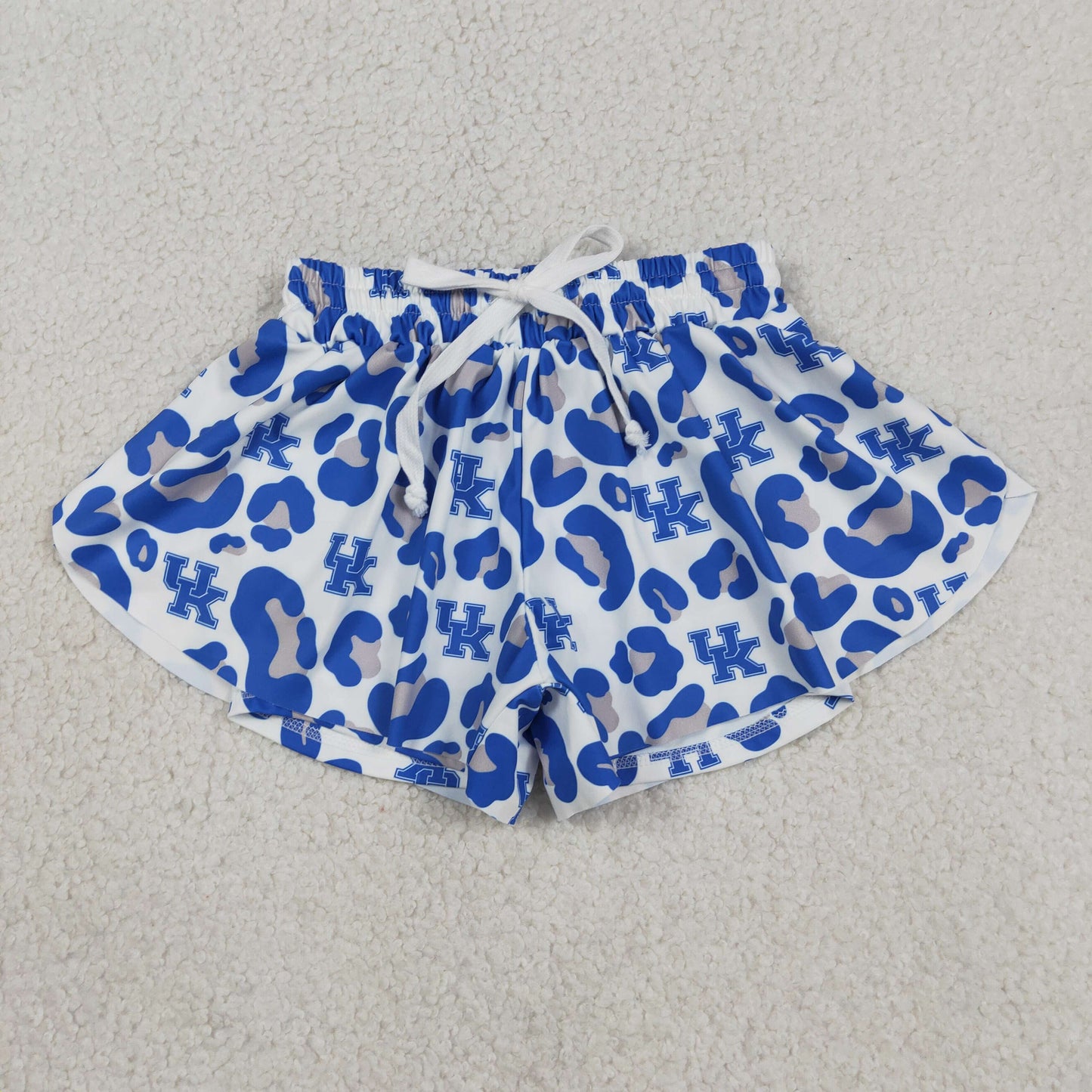 Baby Girls Kids Blue Leopard Team Yoga Active Ruffle Shorts Bottom