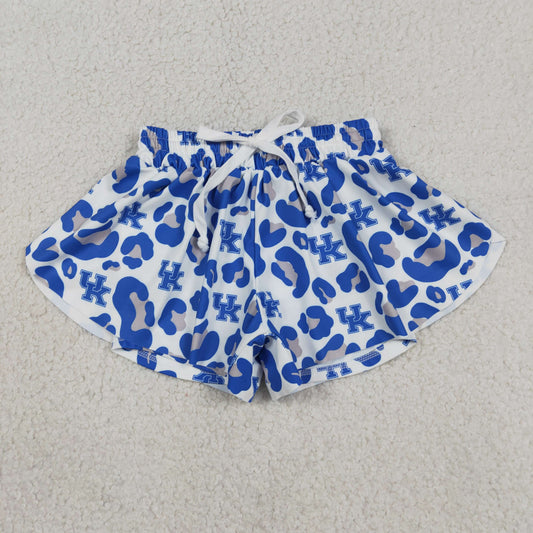Baby Girls Kids Blue Leopard Team Yoga Active Ruffle Shorts Bottom