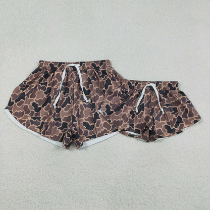 Sibling Kids Girls Adult Women Brown Camo Yoga Southern Shorts Bottoms