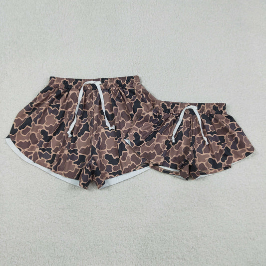 Sibling Kids Girls Adult Women Brown Camo Yoga Southern Shorts Bottoms